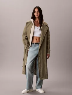 Calvin Klein Langer Trenchcoat aus weichem Nylon^Damen Mäntel
