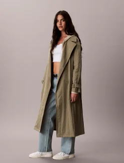 Calvin Klein Langer Trenchcoat aus weichem Nylon^Damen Mäntel