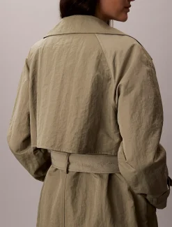 Calvin Klein Langer Trenchcoat aus weichem Nylon^Damen Mäntel