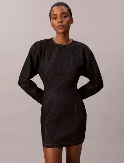 Calvin Klein Langärmeliges Minikleid aus Denim^Damen Kleider & Röcke