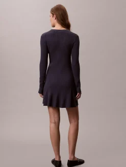 Calvin Klein Langärmeliges Minikleid aus Baumwollstrick^Damen Kleider & Röcke