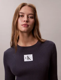 Calvin Klein Langärmeliges Minikleid aus Baumwollstrick^Damen Kleider & Röcke
