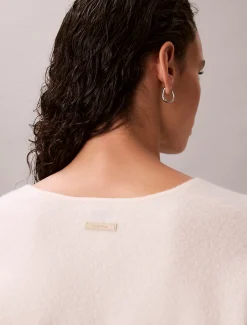 Calvin Klein Langärmeliges Oberteil mit V-Ausschnitt aus gekochter Wolle^Damen Strickdesigns