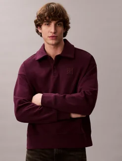 Calvin Klein Langärmliges Logo-Poloshirt aus schwerem Jersey^Herren Hemden & Poloshirts|Hoodies & Sweatshirts