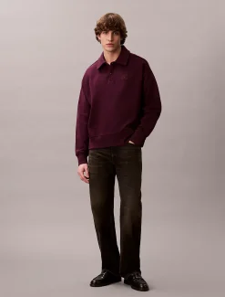 Calvin Klein Langärmliges Logo-Poloshirt aus schwerem Jersey^Herren Hemden & Poloshirts|Hoodies & Sweatshirts