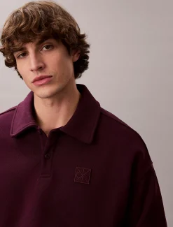 Calvin Klein Langärmliges Logo-Poloshirt aus schwerem Jersey^Herren Hemden & Poloshirts|Hoodies & Sweatshirts