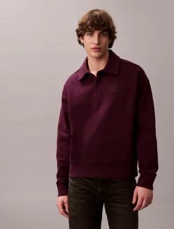 Calvin Klein Langärmliges Logo-Poloshirt aus schwerem Jersey^Herren Hemden & Poloshirts|Hoodies & Sweatshirts