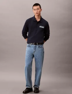 Calvin Klein Langärmliges Poloshirt aus schwerem Jersey^Herren Hemden & Poloshirts