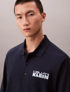 Calvin Klein Langärmliges Poloshirt aus schwerem Jersey^Herren Hemden & Poloshirts