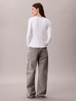 Calvin Klein Langärmliges Top aus gerippter Baumwolle^Damen T-shirts & Tops