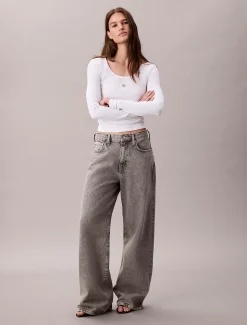 Calvin Klein Langärmliges Top aus gerippter Baumwolle^Damen T-shirts & Tops