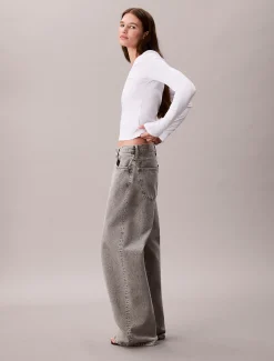 Calvin Klein Langärmliges Top aus gerippter Baumwolle^Damen T-shirts & Tops