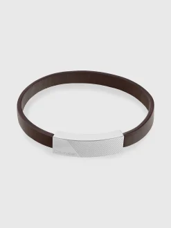 Calvin Klein Lederarmband mit Logo-Plakette^Herren Uhren & Schmuck