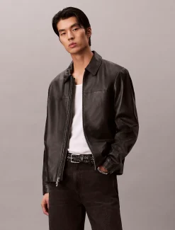Calvin Klein Lederjacke aus Nappaleder^Herren JackenFrisch Eingetroffen