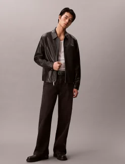 Calvin Klein Lederjacke aus Nappaleder^Herren JackenFrisch Eingetroffen