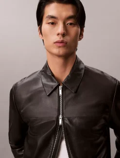 Calvin Klein Lederjacke aus Nappaleder^Herren JackenFrisch Eingetroffen