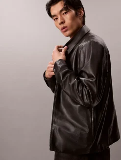 Calvin Klein Lederjacke aus Nappaleder^Herren JackenFrisch Eingetroffen