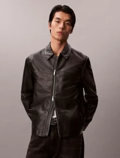 Calvin Klein Lederjacke aus Nappaleder^Herren JackenFrisch Eingetroffen