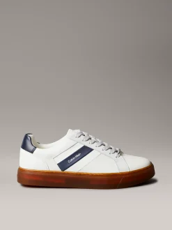 Calvin Klein Leder-Sneakers mit Logo-Tape^Herren SneakerFrisch Eingetroffen