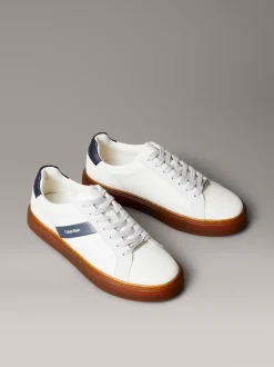 Calvin Klein Leder-Sneakers mit Logo-Tape^Herren SneakerFrisch Eingetroffen