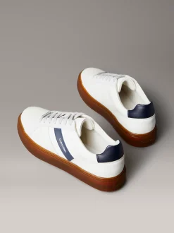 Calvin Klein Leder-Sneakers mit Logo-Tape^Herren SneakerFrisch Eingetroffen