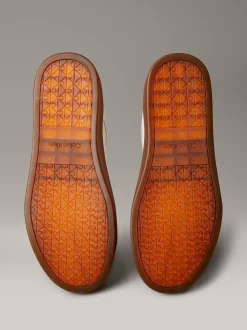 Calvin Klein Leder-Sneakers mit Logo-Tape^Herren SneakerFrisch Eingetroffen