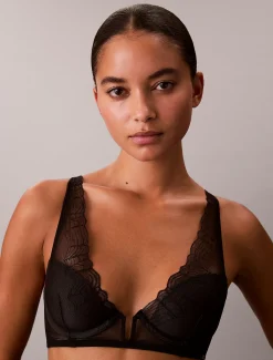 Calvin Klein Leicht gepolsterter Plunge-BH - CK Geo Lace^Damen Dessous|Bhs & BralettesFrisch Eingetroffen