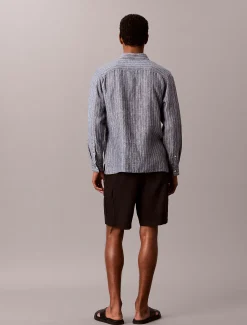 Calvin Klein Leinenhemd mit garngefärbten Nadelstreifen^Herren Hemden & Poloshirts