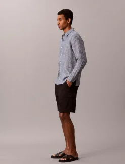 Calvin Klein Leinenhemd mit garngefärbten Nadelstreifen^Herren Hemden & Poloshirts