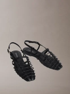 Calvin Klein Liliana - Riemchen-Ballerinas aus Leder^Damen SandalenFrisch Eingetroffen