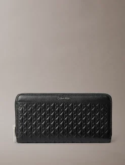 Calvin Klein Längliches geprägtes Reißverschluss-Portemonnaie mit Emblem-Logo^Damen Geldbörsen & Etuis