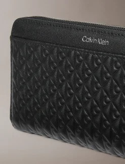 Calvin Klein Längliches geprägtes Reißverschluss-Portemonnaie mit Emblem-Logo^Damen Geldbörsen & Etuis