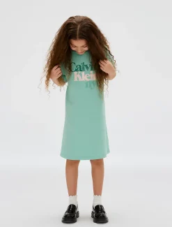 Calvin Klein Lockeres T-Shirt-Kleid mit Logo^Kinder Kleider & Röcke|Kleidung