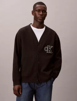 Calvin Klein Logo-Cardigan mit doppelten Rippen^Herren Strickdesigns