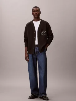 Calvin Klein Logo-Cardigan mit doppelten Rippen^Herren Strickdesigns