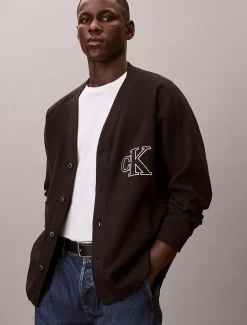 Calvin Klein Logo-Cardigan mit doppelten Rippen^Herren Strickdesigns