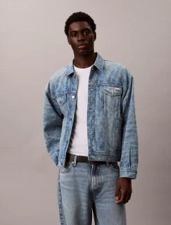 Calvin Klein Logo-Jeansjacke im 90er-Jahre-Look^Herren Jeansjacken|JackenFrisch Eingetroffen