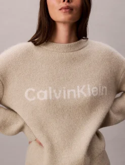 Calvin Klein Logo-Pullover aus Alpaka-Gemisch^Damen Strickdesigns
