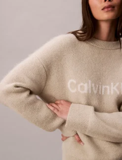 Calvin Klein Logo-Pullover aus Alpaka-Gemisch^Damen Strickdesigns