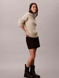 Calvin Klein Logo-Pullover aus Alpaka-Gemisch^Damen Strickdesigns