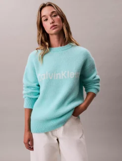 Calvin Klein Logo-Pullover aus Alpaka-Gemisch^Damen Strickdesigns