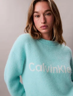 Calvin Klein Logo-Pullover aus Alpaka-Gemisch^Damen Strickdesigns