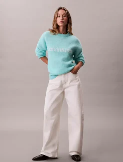 Calvin Klein Logo-Pullover aus Alpaka-Gemisch^Damen Strickdesigns