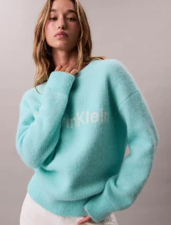 Calvin Klein Logo-Pullover aus Alpaka-Gemisch^Damen Strickdesigns
