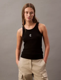 Calvin Klein Logo-Tanktop aus gerippter Baumwolle^Damen T-shirts & Tops