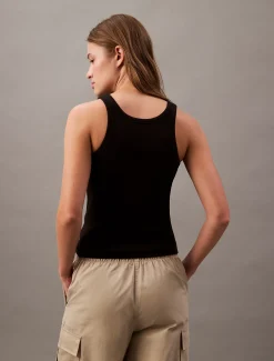 Calvin Klein Logo-Tanktop aus gerippter Baumwolle^Damen T-shirts & Tops