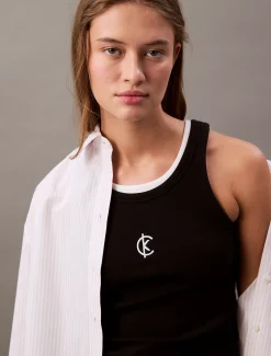 Calvin Klein Logo-Tanktop aus gerippter Baumwolle^Damen T-shirts & Tops