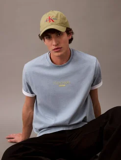 Calvin Klein Logo-T-Shirt mit Acid-Waschung^Herren T-shirts