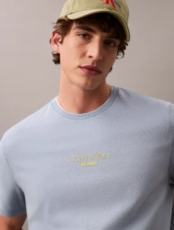 Calvin Klein Logo-T-Shirt mit Acid-Waschung^Herren T-shirts