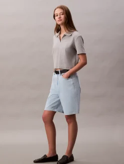 Calvin Klein Lässige Bermuda-Shorts aus Leinen-Mix^Damen Hosen & Shorts